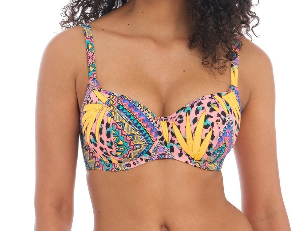 Freya Cala Fiesta Bikini Top Pink Size 30F Underwired Padded Sweetheart Balcony