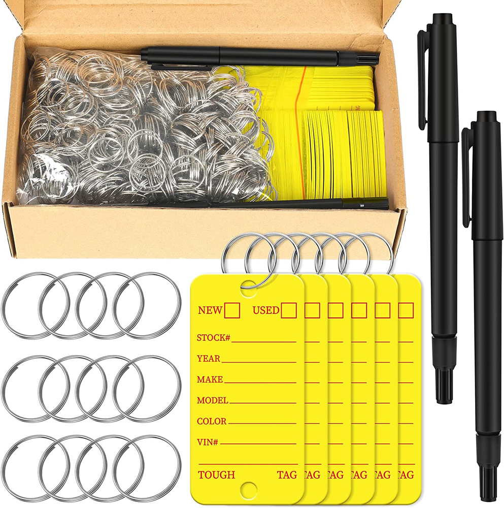 500 Pcs Poly Key Tags Plastic Dealership Car Key Tags with Labels for RV