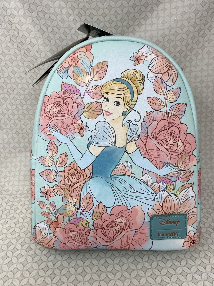 Loungefly Disney Cinderella Pink Floral Mini Backpack in Blue-image