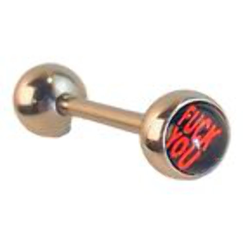 40602 - High-Quality Fuck You Tongue Bar Piercing Jewelry with Clear Design |Cle