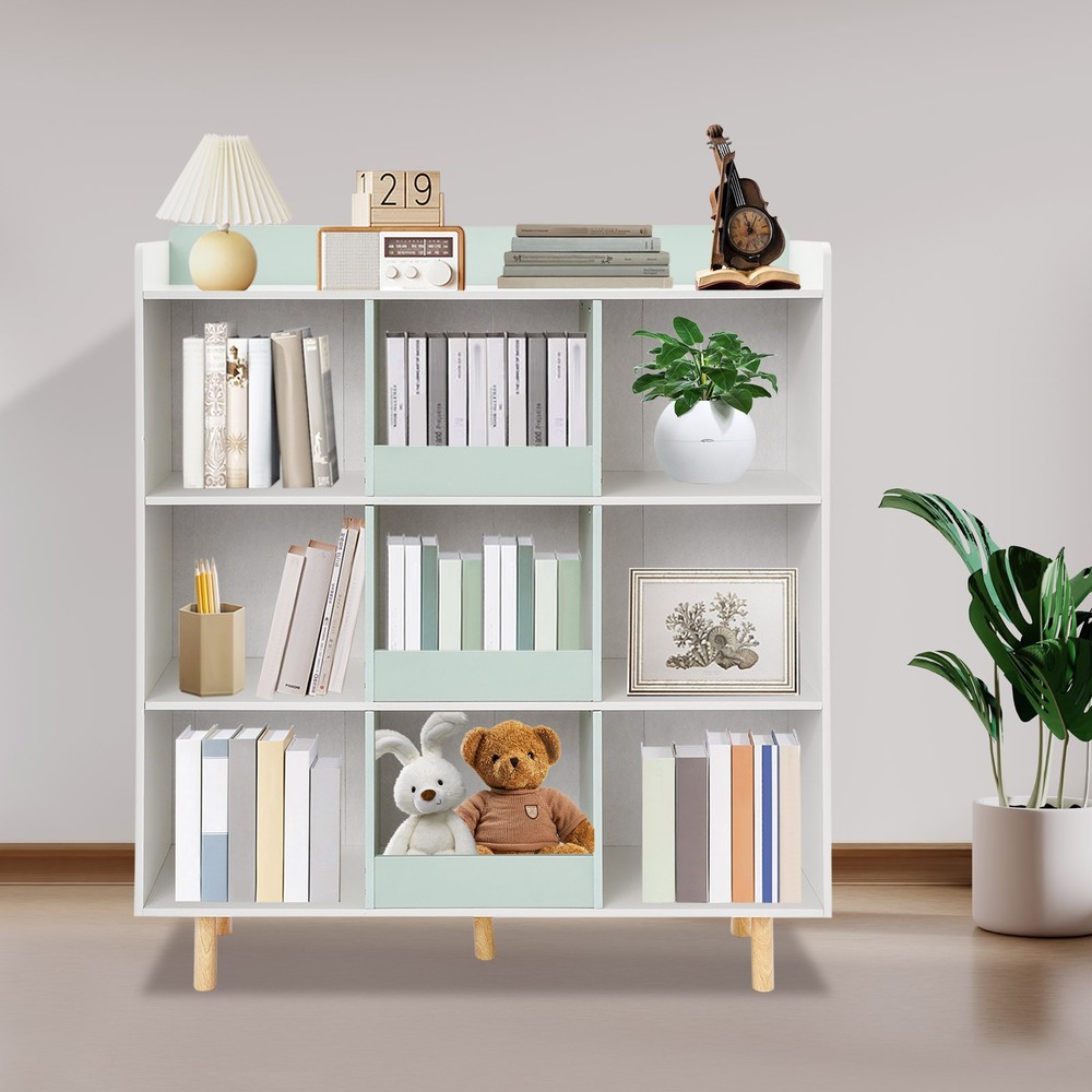 Wooden Toy Storage Organizer Cube Bookcase with Legs for Kids Room