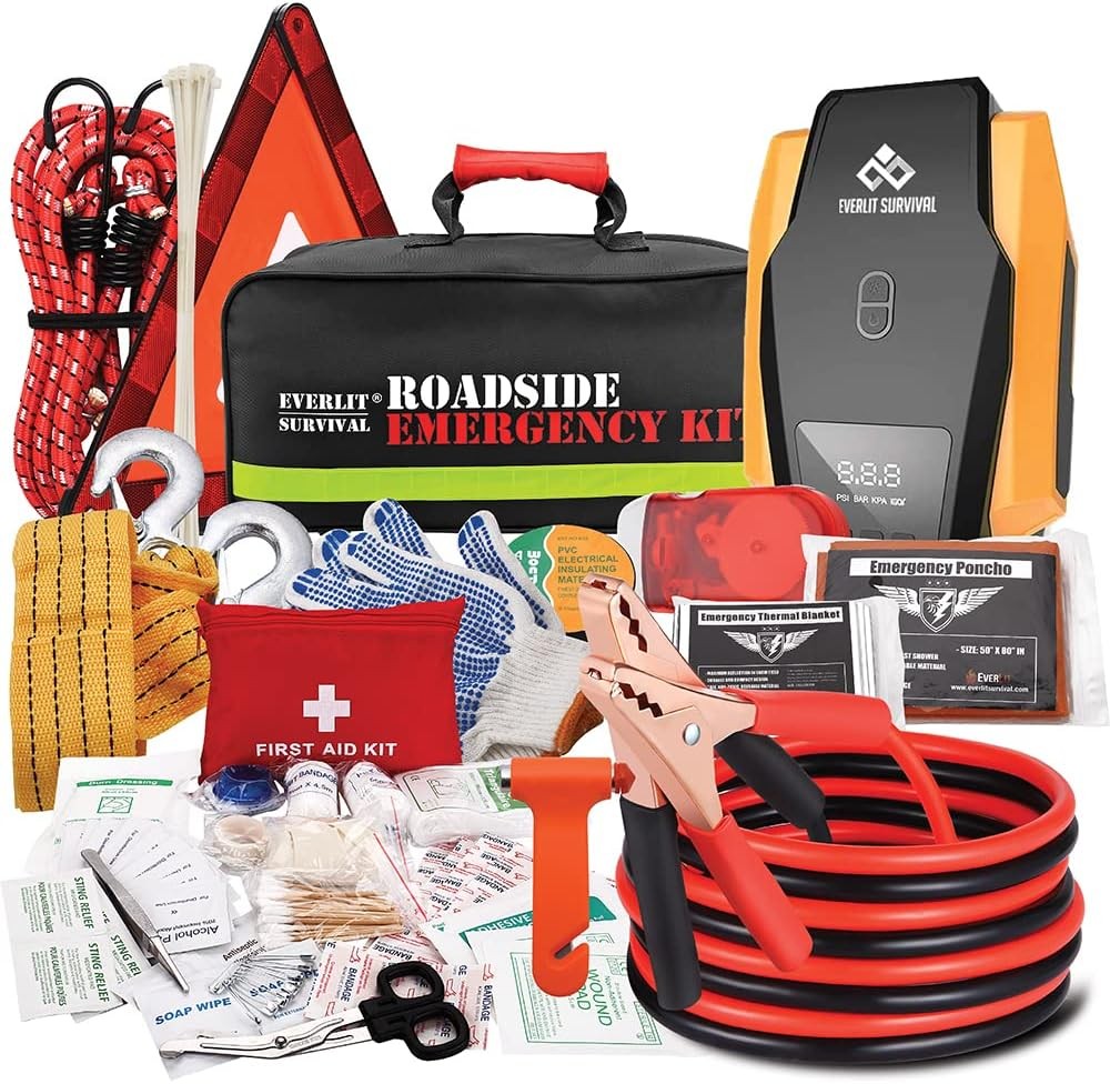 Everlit 108-Piece Survival Car Emergency Kit for Roadside Safety