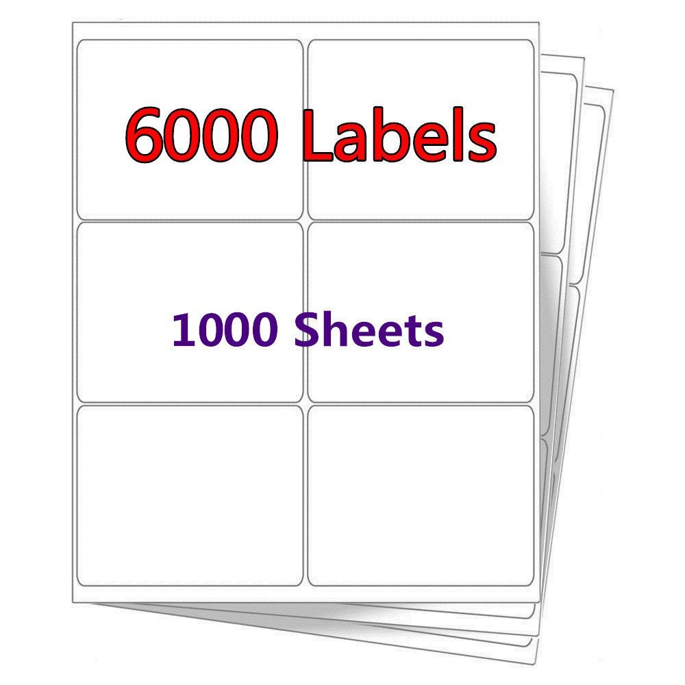 6000 Self-Adhesive Shipping Labels 3.33x4 for Amazon FBA 6 Per Sheet  -image