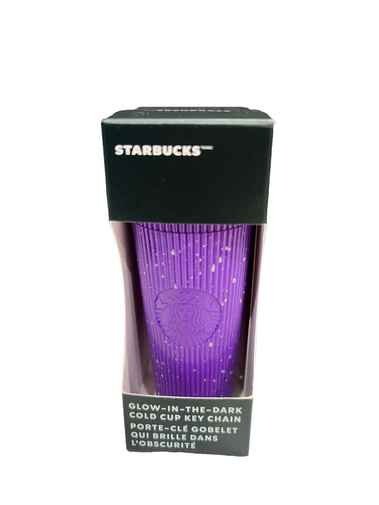 Starbucks 2024 Halloween Glow in the Dark Purple Splatter Cold Cup Keychain-image