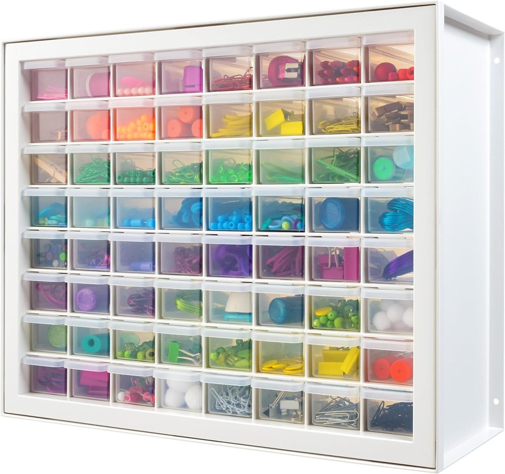 64-Drawer Bead Organizer Storage Cabinet for Craft Supplies USA Made