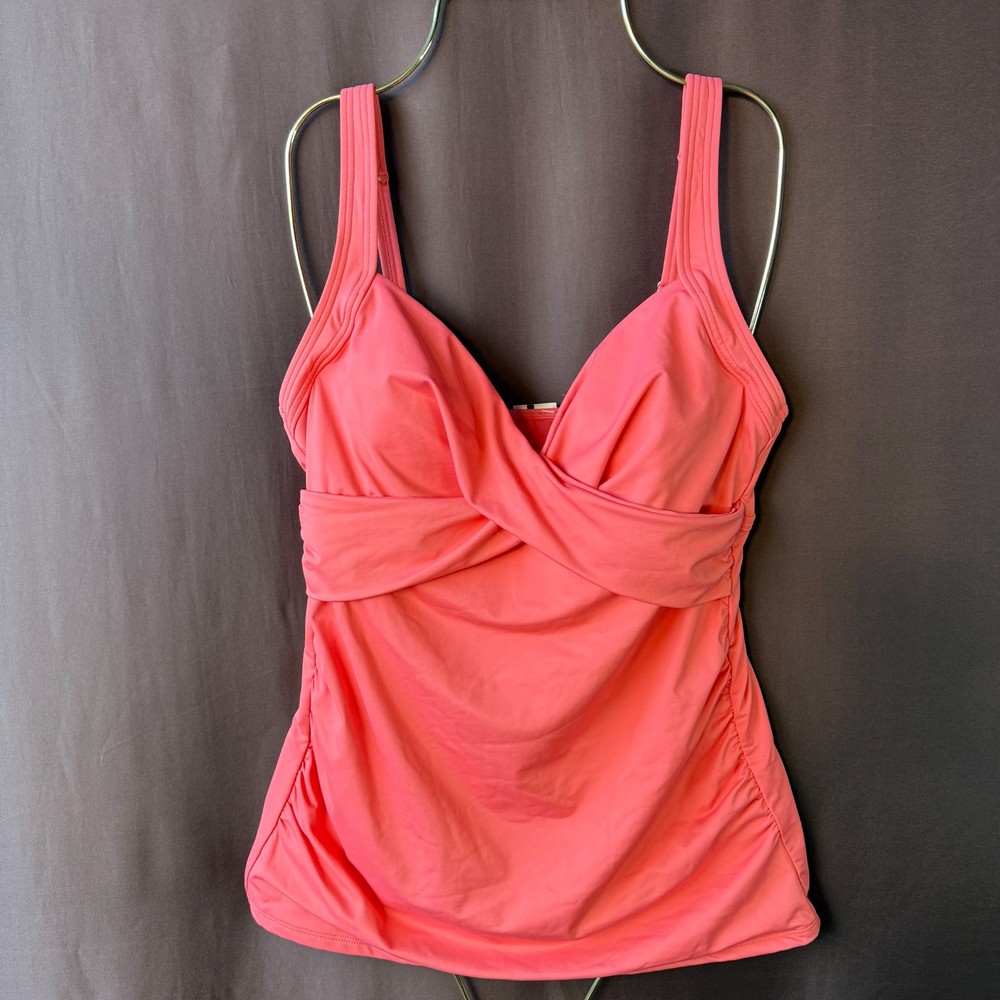Lands End Women's 4, 2-10 LONG Swim Top V-Neck Wrap Underwire Tankini Swimsuit T
