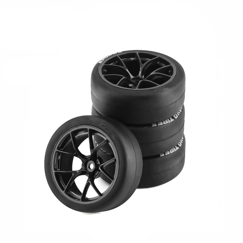 4Pcs Tires & Wheels Rims Set for Tamiya TT01 TT02 XV01 HPS HPI 1/10 RC Car