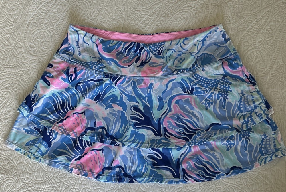 Lilly Pulitzer Luxletic Skort - Size M - Pink And Blue Tropical Pattern