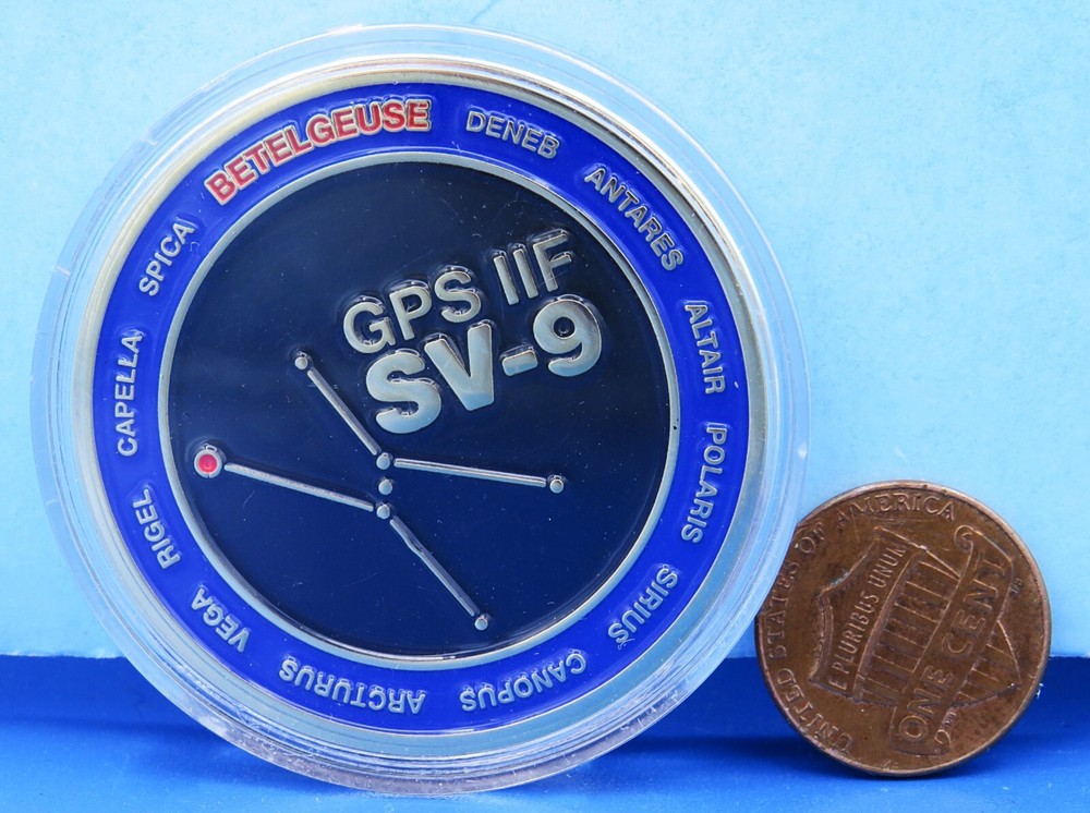 USAF CHALLENGE COIN / MEDAL vtg GPS IIF SV-9 Boeing Betelgeuse WARFIGHTER
