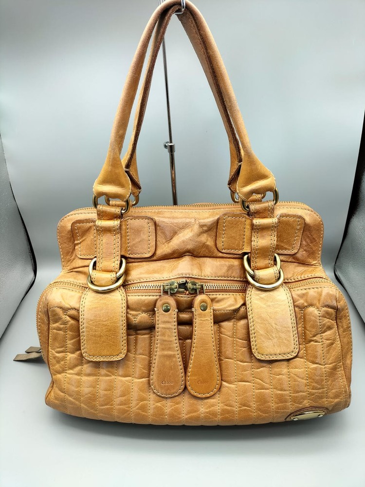 Chloe Bay Leather Tote Bag Brown Japan Preowned F/S USA
