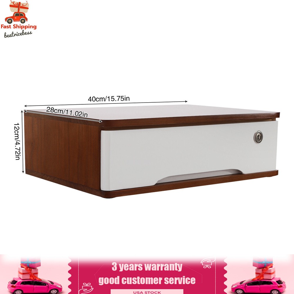 Wooden Desktop Drawer Organizer with Lock for Office Supplies Storage