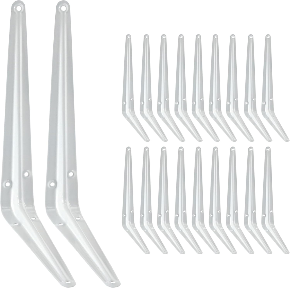 20 Pack 10 Inch Heavy Duty White L Shelf Brackets for Floating Shelves