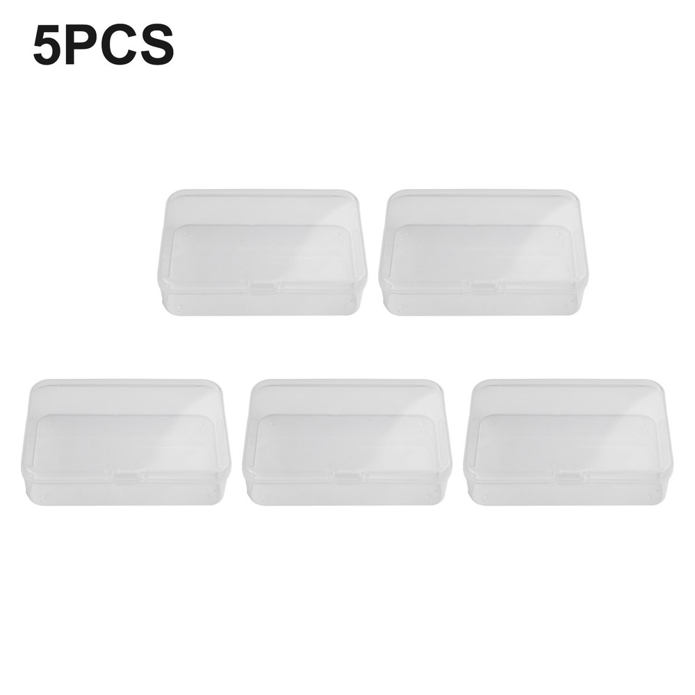 Transparent Plastic Rectangle Craft Organizer Storage Box 5pcs