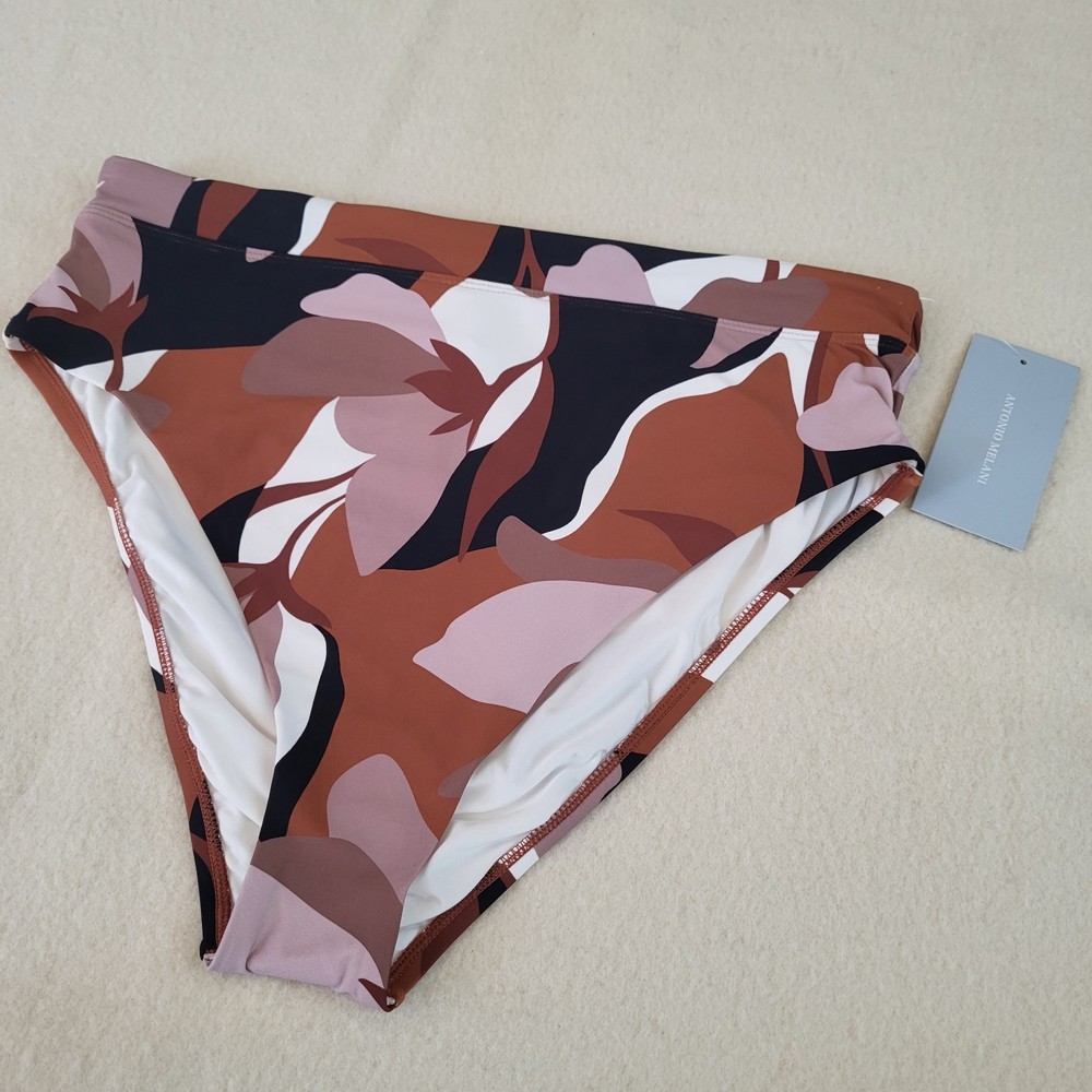 NWT Antonio Melani Bikini Bottoms Women's Size XL Brown White