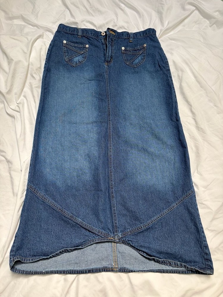 MeandYou Vintage Denim Maxi Skirt Size L