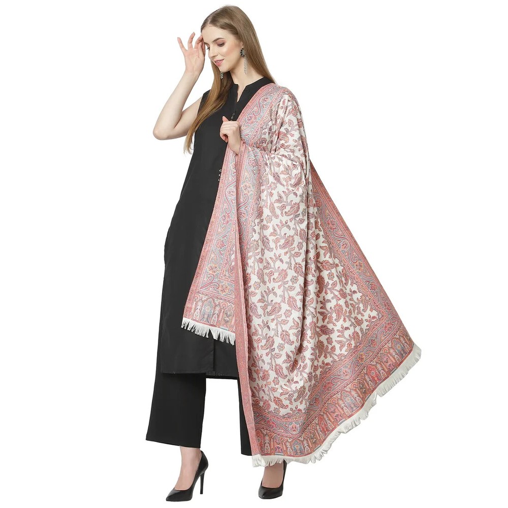 Long  Pure Wool Hand-Woven Kullu Shawl Throw Soft Stole Reversible Shawl Indian