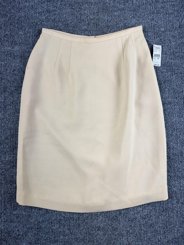 Talbots Petites Skirt Womens 4P Beige Pencil Twill Lined Knee Length Office