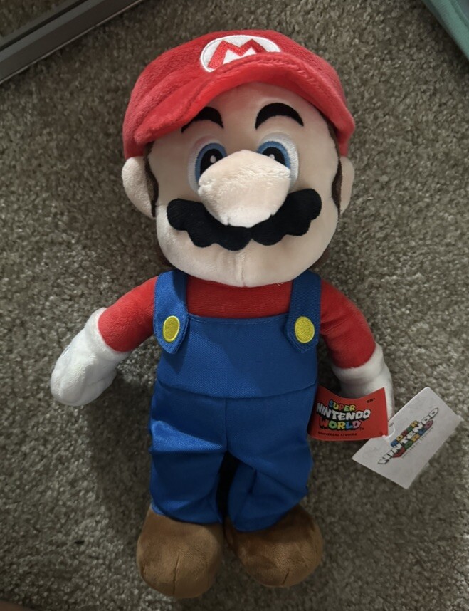 NEW Super Nintendo World Mario Bros M Plush Doll Universal Studios Hollywood 12”