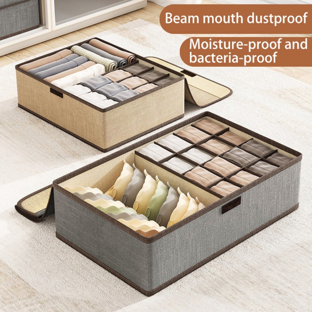 17-Cell Drawer Divider Storage Box with Lid Closet Underwear Organizer 3-in-1