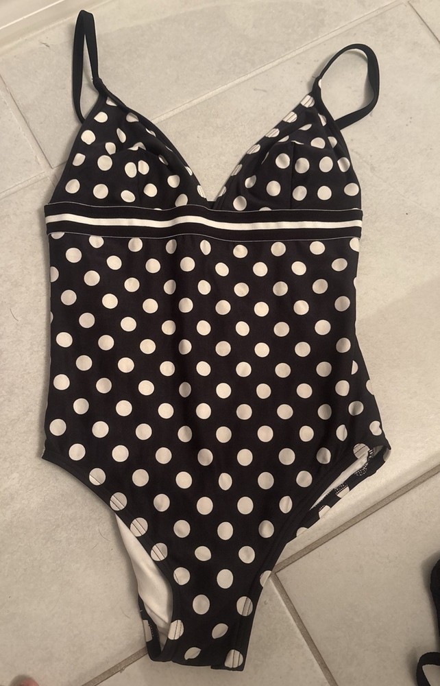 Kate Spade Womens Polka‑Dot Triangle One‑Piece Swimsuit Black Size