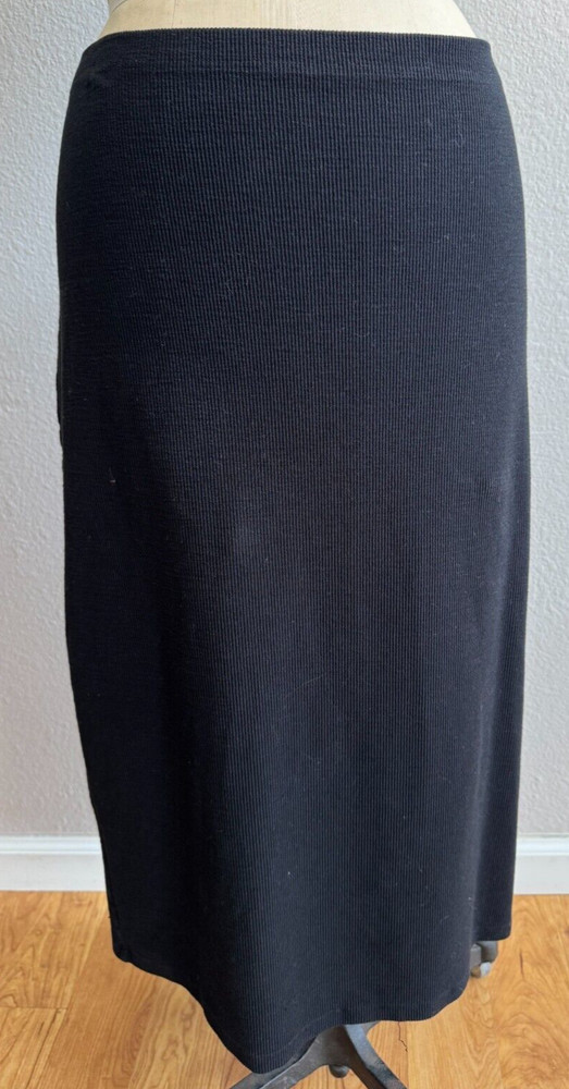 Exclusively Misook Petite Women's Pull On Skirt Size XS Acrylic Side Slit GUC