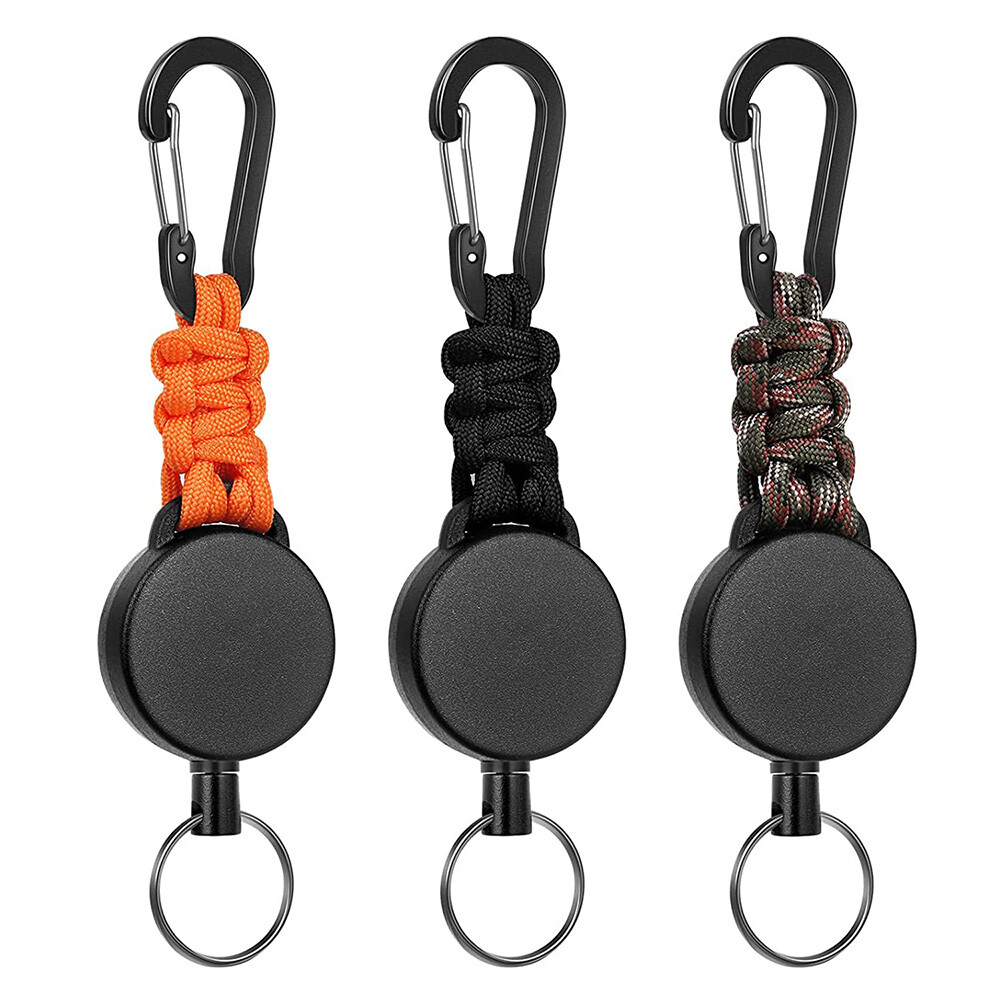 Heavy Duty Retractable Key Holder with Steel Clip and Chain Belt