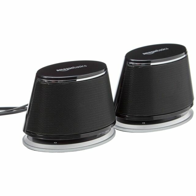 AmazonBasics USB Powered Computer Speakers Pair for PC or Laptop Black NIB-image
