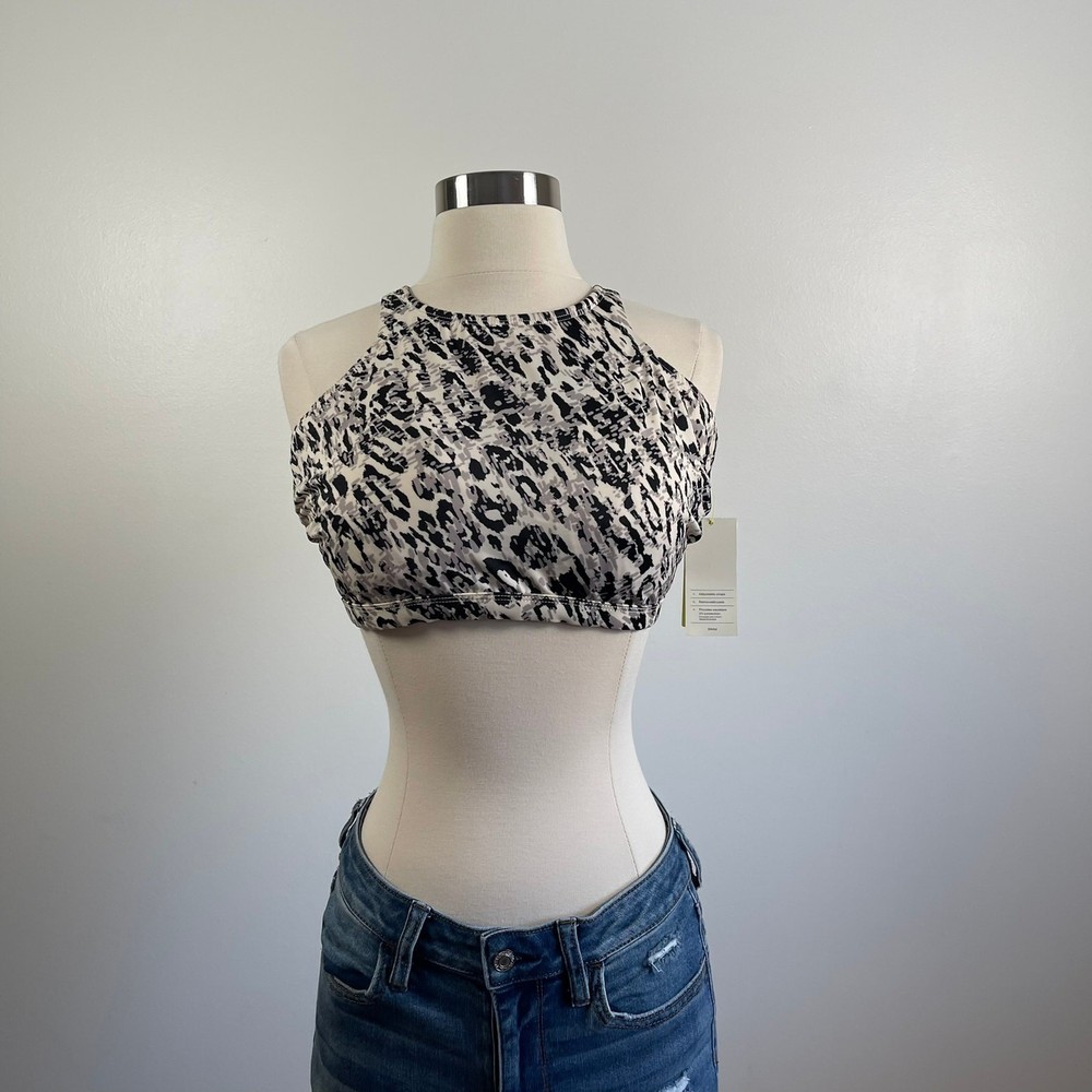All In Motion •  High Neck Strappy Back Bikini Top Animal Print Women's Large L