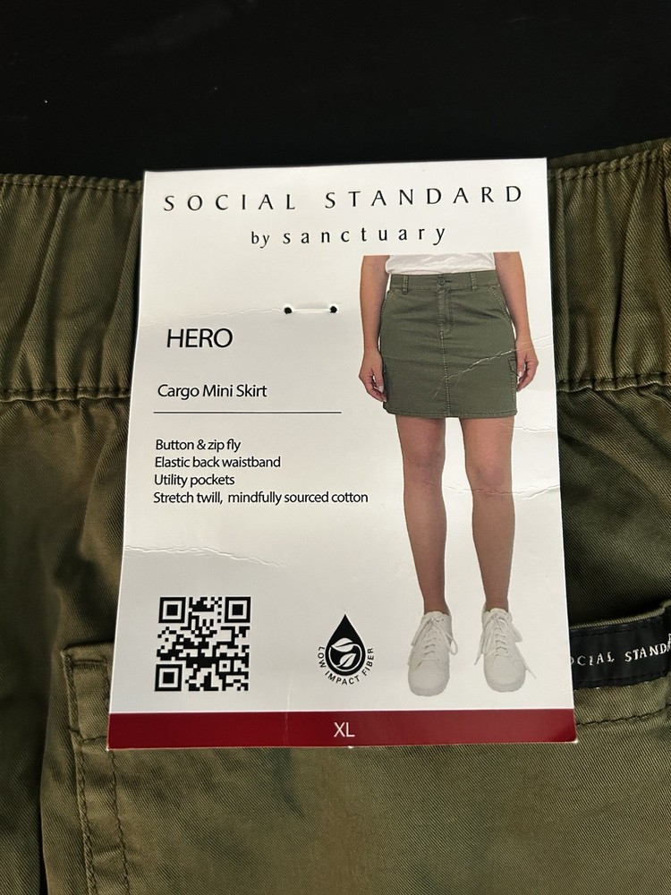 Social Standard Women's Hero Stretch Cargo Mini Skirt Size XL Green