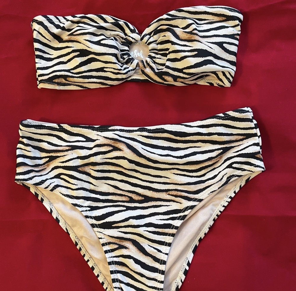 Cabana Del Sol Womens Bikini 2 Piece Swimsuit Padded underwire Strapless Small