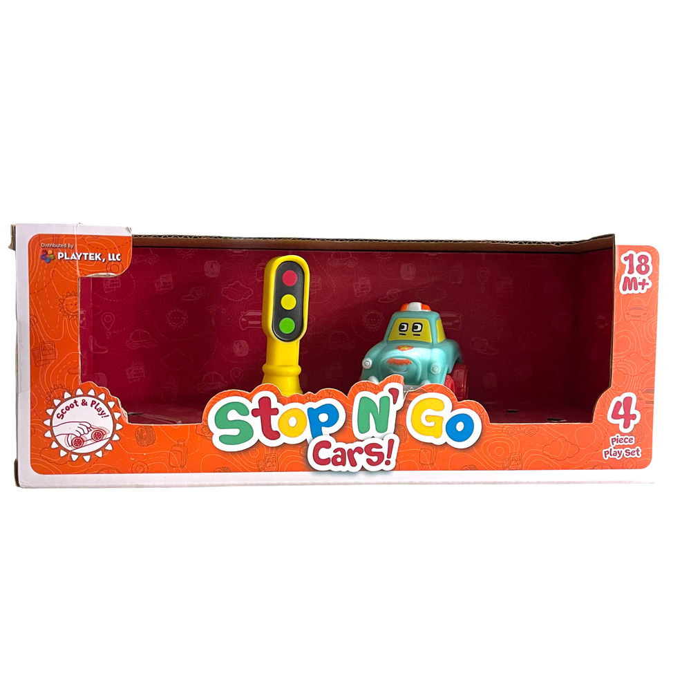Stop N' Go Cars!  Squishy TWO PIECE play set - For Age 18+ Months Baby Toys 12z