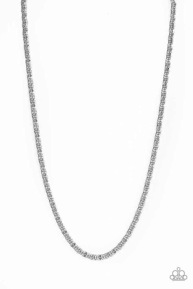 Go Down Fighting - Silvertone - Paparazzi Accessories Men's Necklace