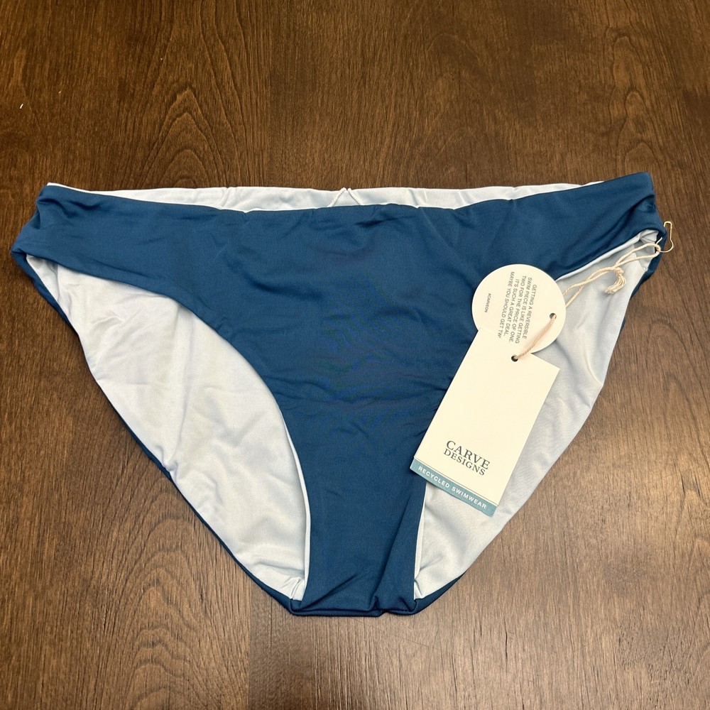 Carve Designs Reversible Blue High Waist Erin Bikini Bottoms Size M