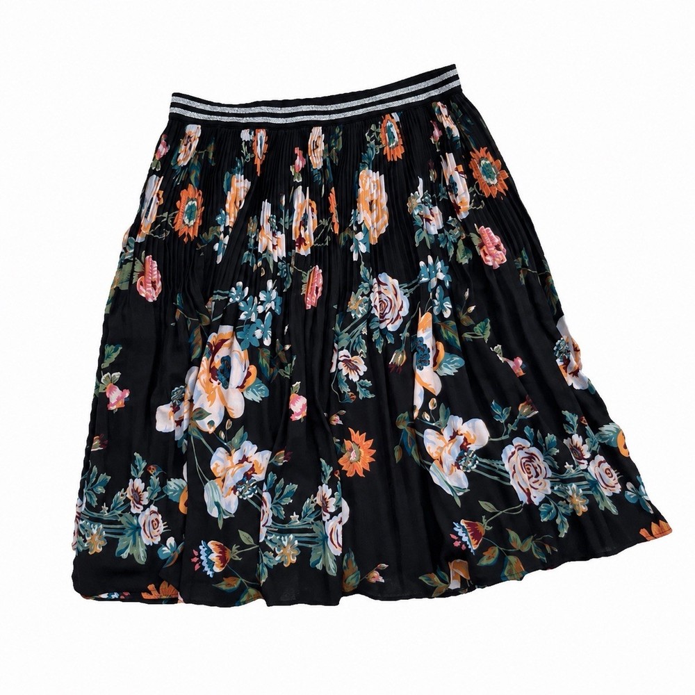 Ava & Viv Plus Size 1X Floral Pleated Midi Skirt Boho Cottagecore