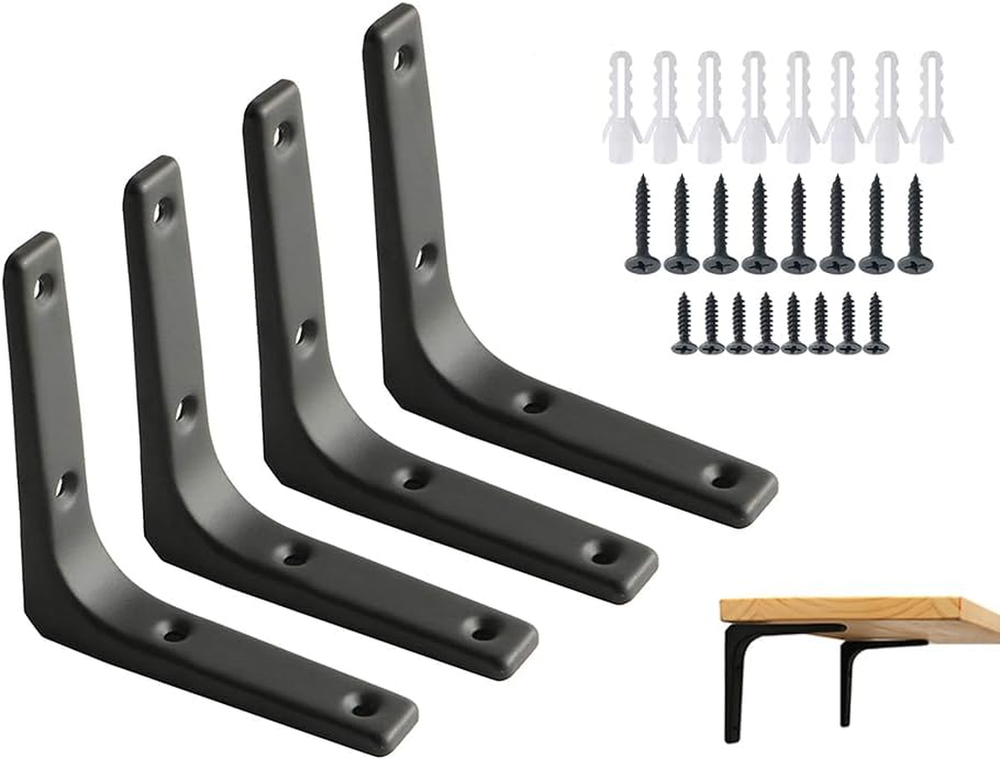 4 PCS 4x4 Inch Heavy Duty Iron Wall Shelf Bracket for Decor Support