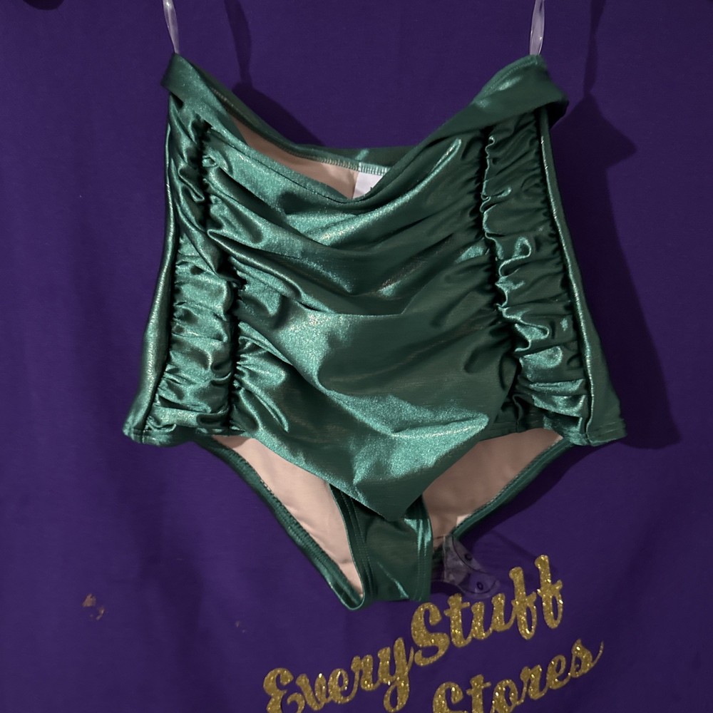 Vintage 1X Shimmery Green Swim Bottom Retro Style