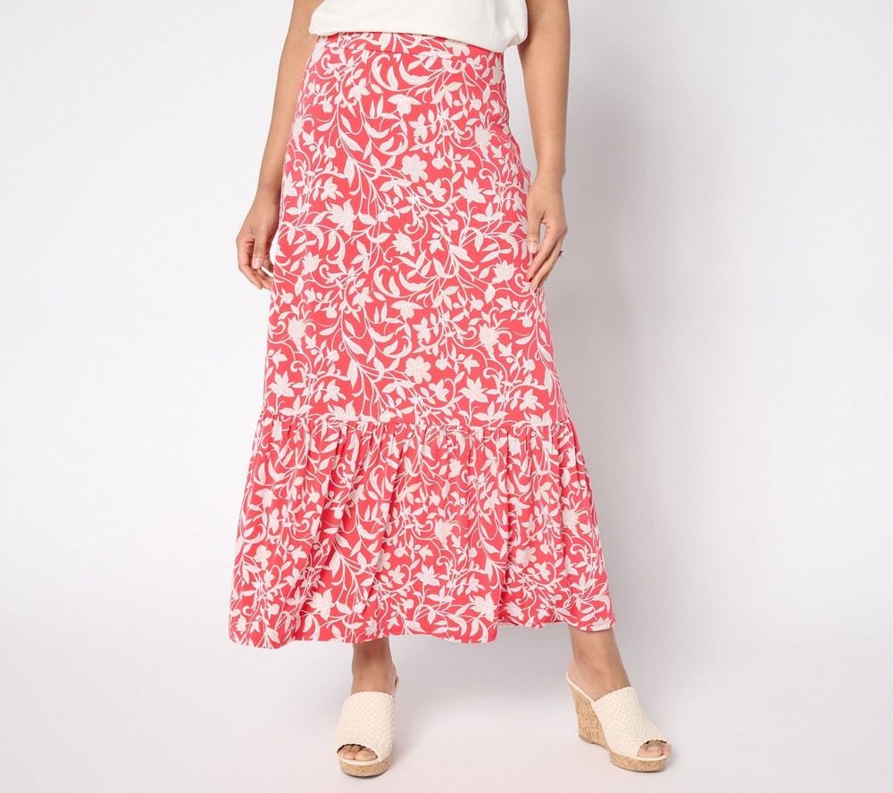 Susan Graver Women's Petite Skirt PXS Printed Liquid Knit Multi-colored A644533