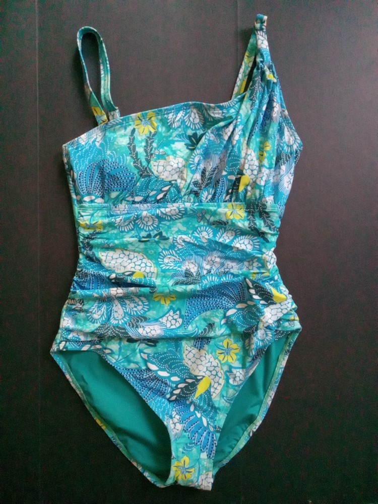 NWT Bleu Rod Beattie Sz 6 L137721 Paradise Women's One-Piece	Swimsuit Blue Teal