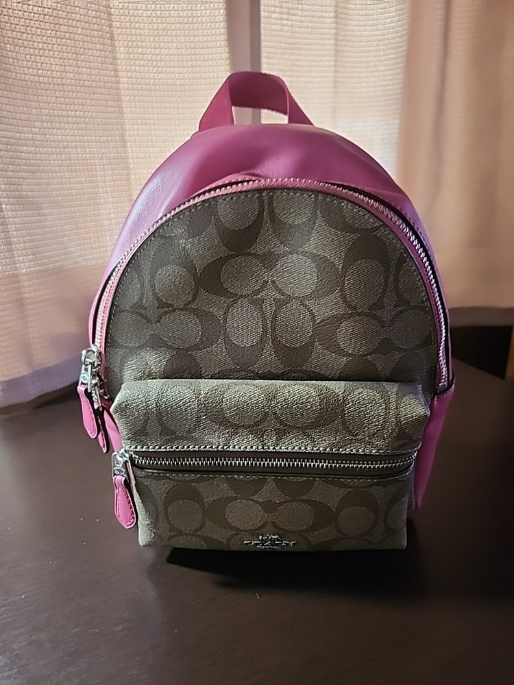 Coach Pink & Brown Signature Logo Backpack for Women  