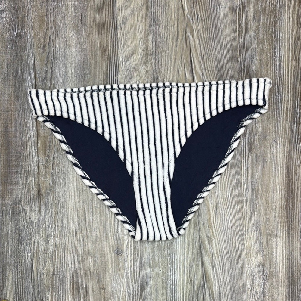 Aerie Womens Bikini Swim Bathing Suit Bottoms Striped Blue White Size S Small