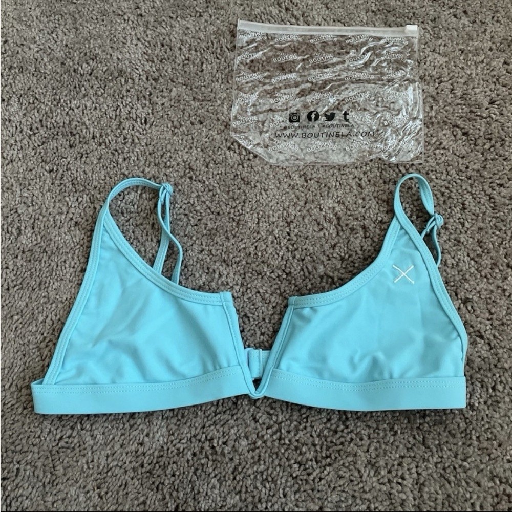 BoutineLA baby blue v-cut top