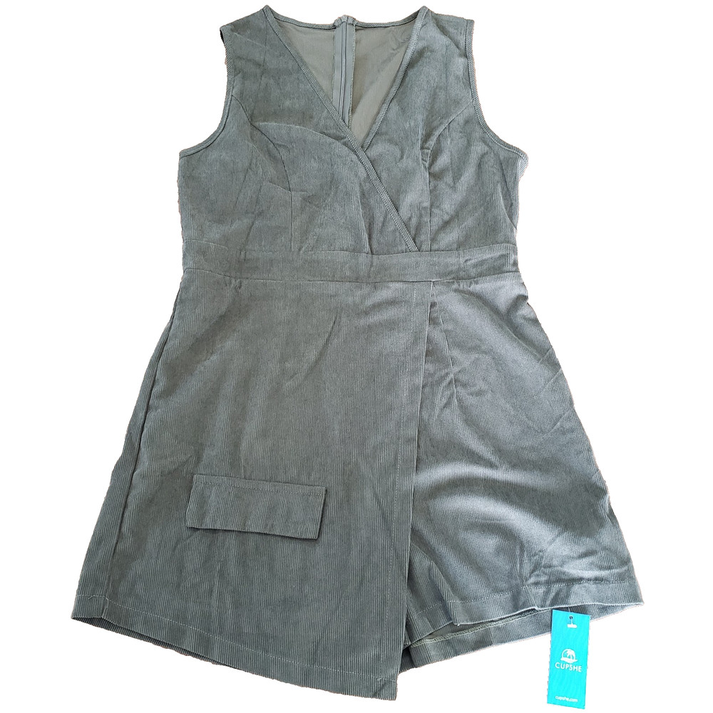 NWT Cupshe Women’s Size Medium Cover Up Dress Romper NEW Olive Green V Neck