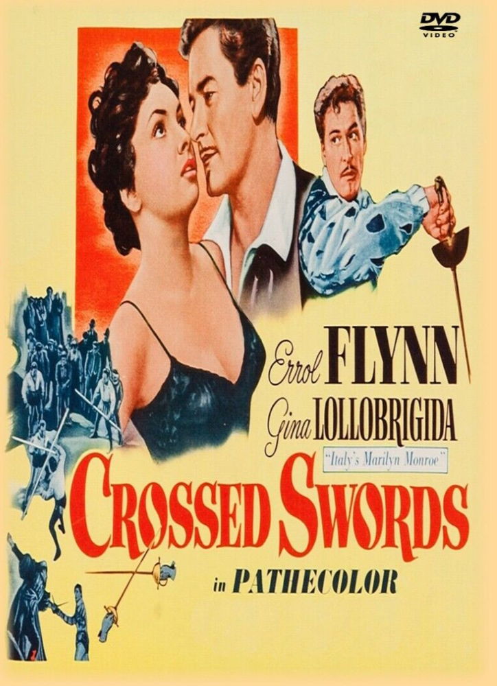 CROSSED SWORDS  1954 DVD  Errol Flynn Gina Lollobrigida Rare Swashbuckler