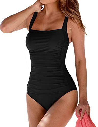 Upopby Womens Vintage Padded Push up One Piece Swimsuits Tummy Control Bathing