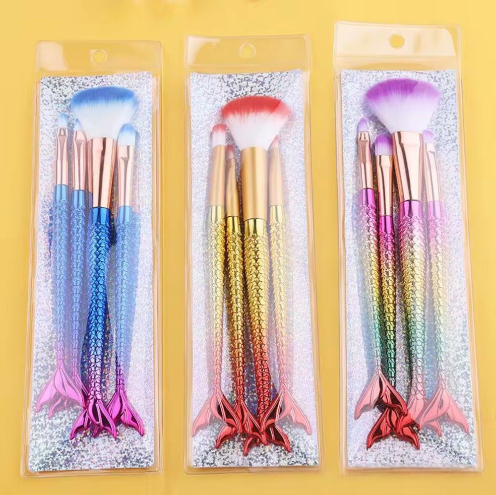 mermaid makeup 4pcs set eyeshadow & blush brushes