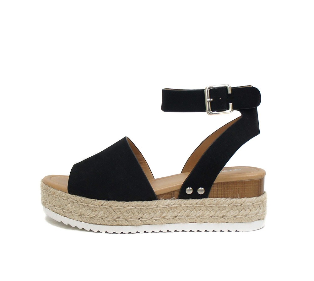 Topic Casual Espadrilles Sandal - Open Toe, Buckle Ankle Strap, Flatform Wedge-image