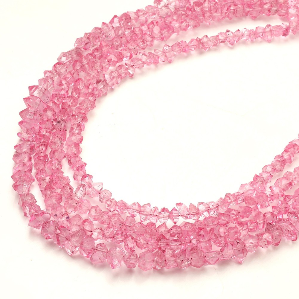 Natural Herkimer Diamond Beads 8 Inch Strand 7-10 MM Rough Beads Pink Coated