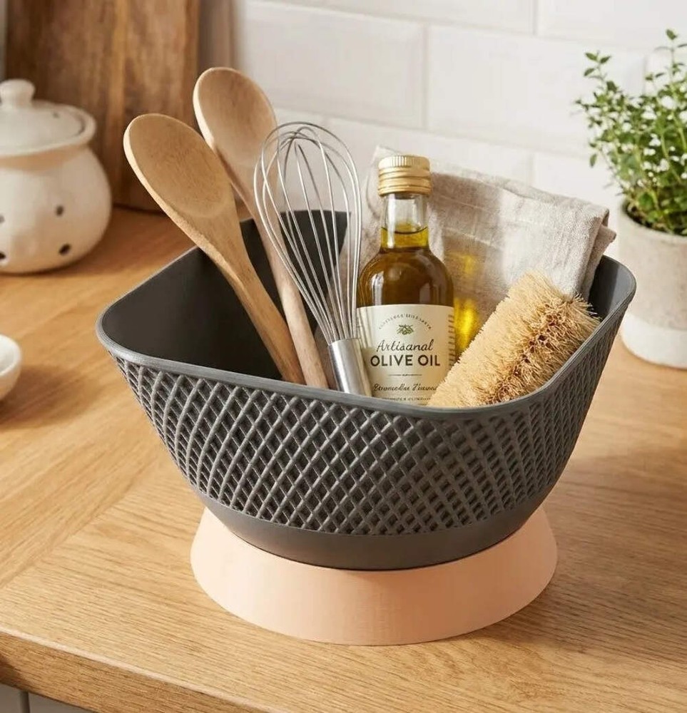 Countertop Organizer Kitchen Bin - Modern Kitchen Counter Organizer for Prep and