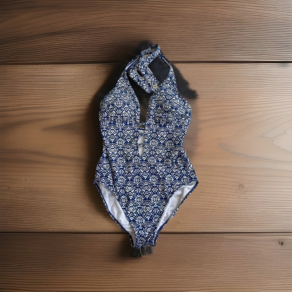 lauren ralph lauren Bathing Suit One Piece 10 Blue White U3