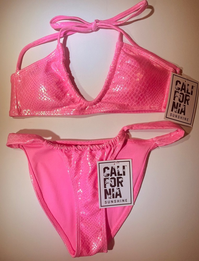 NWT California Sunshine Hot Pink Swim bikini top bottom S M L XL MIX & MATCH $60